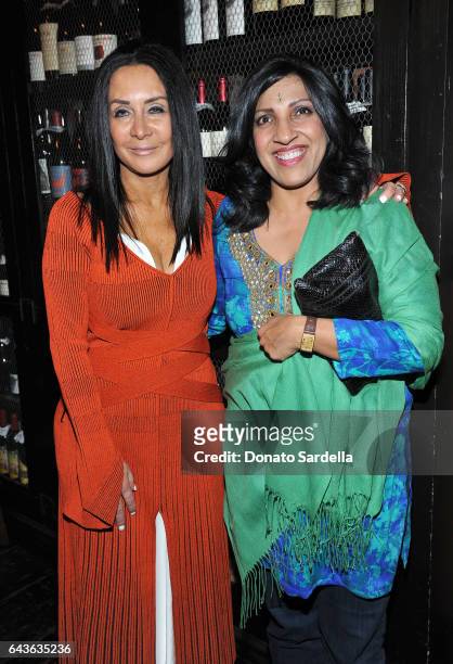 Host NJ Goldston and Kavita Daswani attend a NJ Goldston Dinner in honor of Booth Moore and her latest Book "Where Stylists Shop" at AOC Wine Bar on...