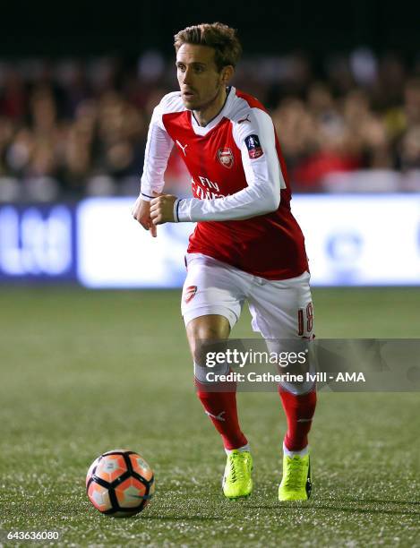 Nacho Monreal of Arsenal during The Emirates FA Cup Fifth Round match between Sutton United and Arsenal on February 20, 2017 in Sutton, Greater...
