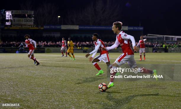 Nacho Monreal of Arsenal during The Emirates FA Cup Fifth Round match between Sutton United and Arsenal on February 20, 2017 in Sutton, Greater...