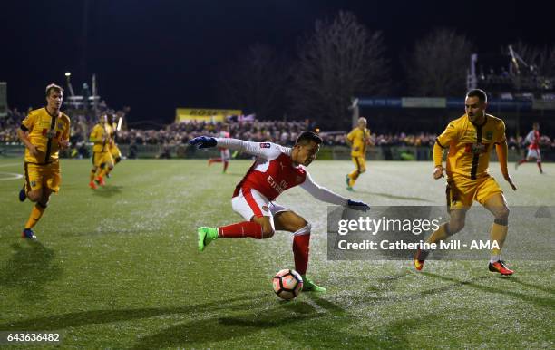 Alexis Sanchez of Arsenal in action during The Emirates FA Cup Fifth Round match between Sutton United and Arsenal on February 20, 2017 in Sutton,...