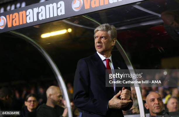 Arsene Wenger manager of Arsenal during The Emirates FA Cup Fifth Round match between Sutton United and Arsenal on February 20, 2017 in Sutton,...