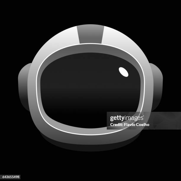 astronaut helmet illustration isolated on black background - astronautenhelm stock-grafiken, -clipart, -cartoons und -symbole