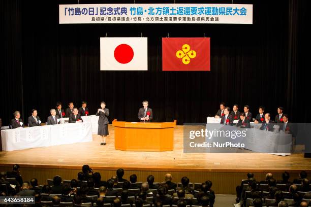 General view of the Takeshima Sovereignty Ceremony on February 22, 2017 in Matsue, Shimane prefecture, Japan. Japan urged South Korea to return...