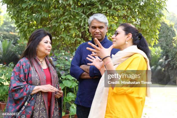 Fashion Designers Ritu Kumar , Rajesh Pratap Singh and Payal Pratap during a party to celebrate Basant Panchami over lunch at designer Ritu Kumar’s...