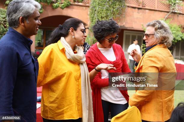 Fashion Designers Rajesh Pratap Singh, Payal Pratap and Rohit Bal during a party to celebrate Basant Panchami over lunch at designer Ritu Kumar’s...