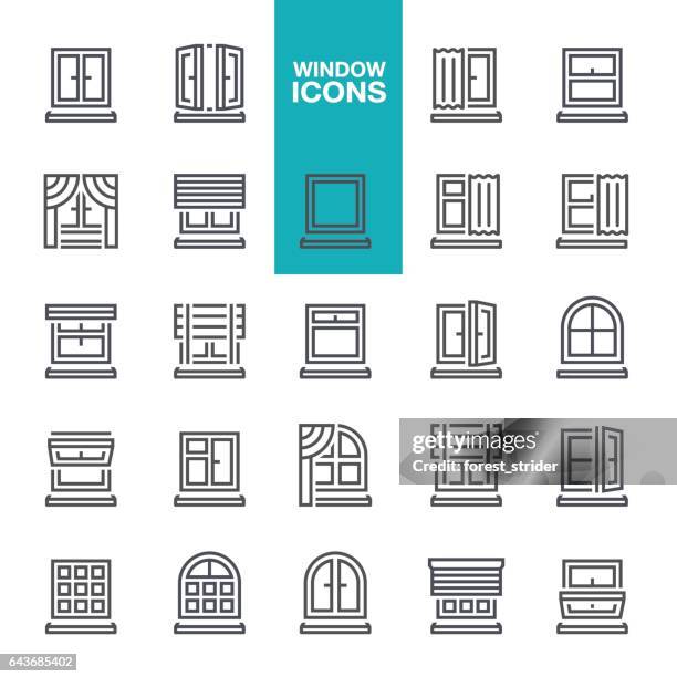 window line icons - shop window stock illustrations