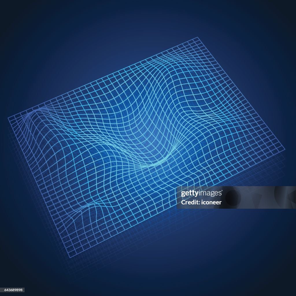Space Time Grid On Blue Gradient Background High-Res Vector Graphic ...