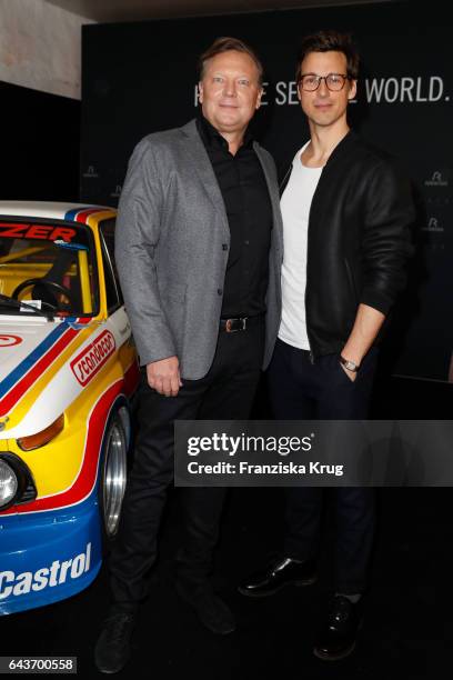 Oliver Kastalio, CEO Rodenstock and Florian David Fitz attend the Rodenstock Exhibition Opening Event at Museum of Urban and Contemporary Art in...