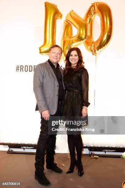 Oliver Kastalio, CEO Rodenstock nd Karen Webb attend the Rodenstock Exhibition Opening Event at Museum of Urban and Contemporary Art in Munich on...