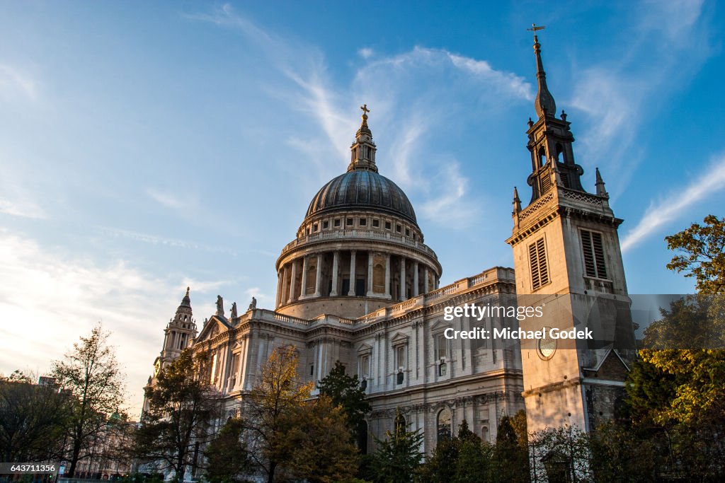 Scenic wide angle of St. Paul's Cathedral in London