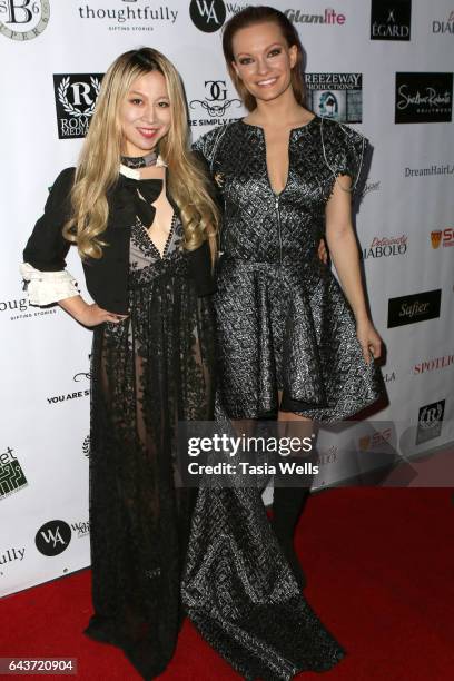 Actors Alice Aoki and Caitlin O'Connor attend Celebrating Women in Film and Diversity in Entertainment at Boulevard3 on February 21, 2017 in...