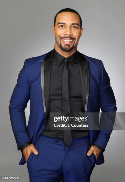 Actor Omari Hardwick poses for a portrait for BET's 2017 American Black Film Festival Honors Awards at The Beverly Hilton Hotel on February 17, 2017...