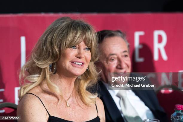 Actress Goldie Hawn and Richard Lugner are seen during a press conference where Lugner presented Hawn as his guest for this year's Opera Ball at...