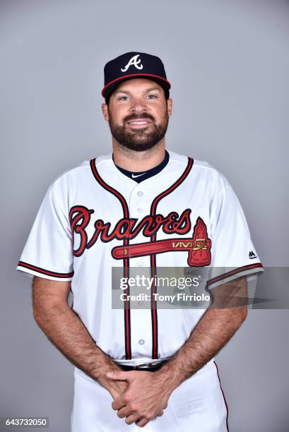 Josh Collmenter of the Atlanta Braves poses during Photo Day on Tuesday, February 21, 2017 at Champion Stadium in Lake Buena Vista, Florida.