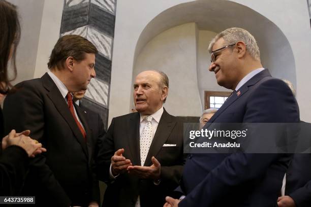 Turkish Deputy Prime Minister Veysi Kaynak , Italian Minister of Economic Development Carlo Calenda and Mayor of Istanbul Kadir Topbas attend the...