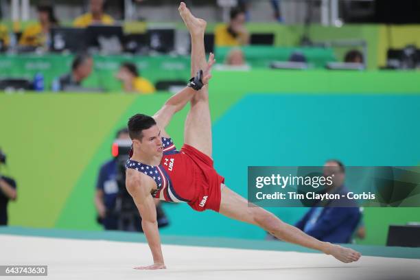 Gymnastics - Olympics: Day 3 Alexander Naddour of the United States performing his Floor Exercise routine during the Artistic Gymnastics Men's Team...