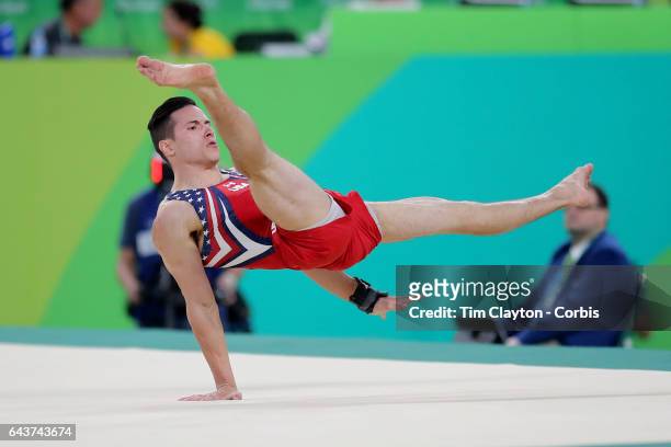 Gymnastics - Olympics: Day 3 Alexander Naddour of the United States performing his Floor Exercise routine during the Artistic Gymnastics Men's Team...