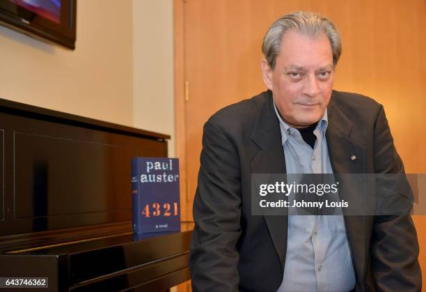 Author Paul Auster poses for portrait before A Evening with Paul Auster & friends! MUSIC, MAGIC & THE MUSE: for his latest novel, "4 3 2 1" features...