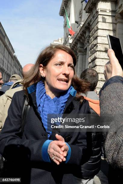 The deputy of the Movement 5 Stars Carla Ruocco joinh demonstrators during the protest by taxi drivers and street vendors against the Bolkestein...