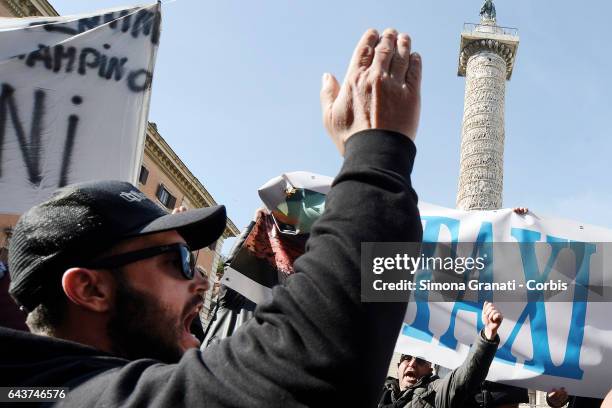 Taxi drivers protesting against the Bolkestein Directive in front of Palazzo Chigi, on February 21, 2017 in Rome, Italy.