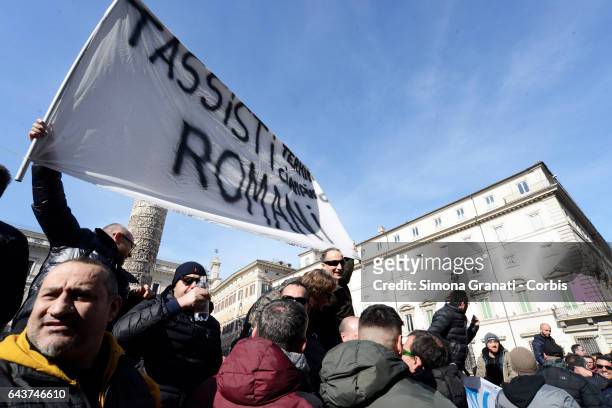 Taxi drivers protesting against the Bolkestein Directive in front of Palazzo Chigi, on February 21, 2017 in Rome, Italy.