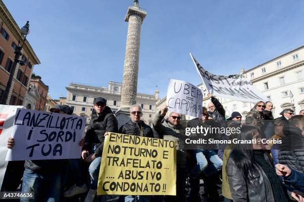 Street vendors and taxi drivers protest against the Bolkestein Directive in front of Palazzo Chigi, on February 21, 2017 in Rome, Italy.