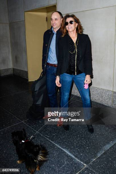 Television personalities David Visentin and Hilary Farr enter the "Today Show" taping at the NBC Rockefeller Center Studios on February 21, 2017 in...