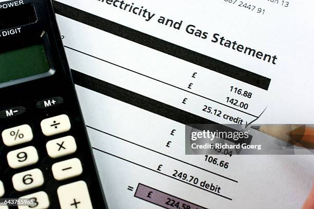 british gas and electricity bill - electricity bill stock pictures, royalty-free photos & images