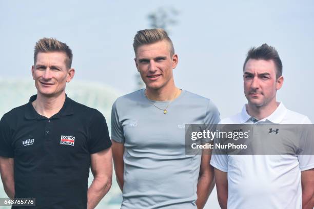 Andre Greipel from Lotto Soudal, Marcel Kittel from Quick-Step Floors and Elia Viviani from team SKY, at the Abu Dhabi Tour 2017 - Top Riders...