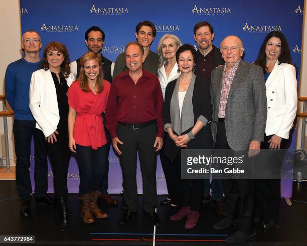 Cast members and creative team of "Anastasia" Director Darko Tresnjak, Caroline O'Connor, Christy Altomare, Ramin Karimloo, Stephen Flaherty, Derek...