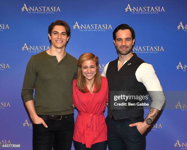 Cast members "Anastasia" John Bolton, Derek Klena, Christy Altomare and Ramin Karimloo attend the "Anastasia" Sneak Peek Musical Presentation at The...