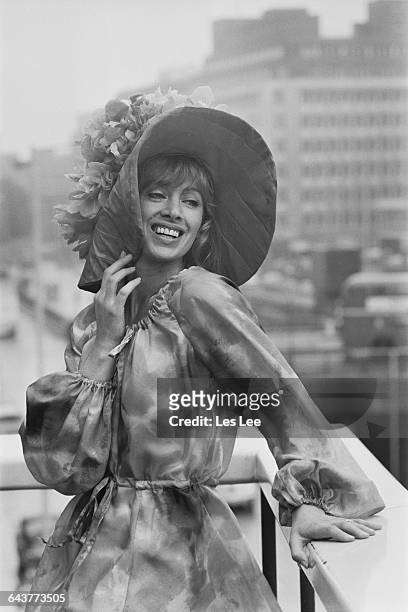 British actress Renny Lister in her prize-winning Ascot hat, UK, 14th June 1971.