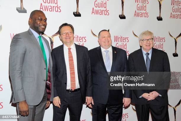 Greg Bishop, Guest, Matt Loeb and Michael Winship attend 69th Writers Guild Awards at Edison Ballroom on February 19, 2017 in New York City.