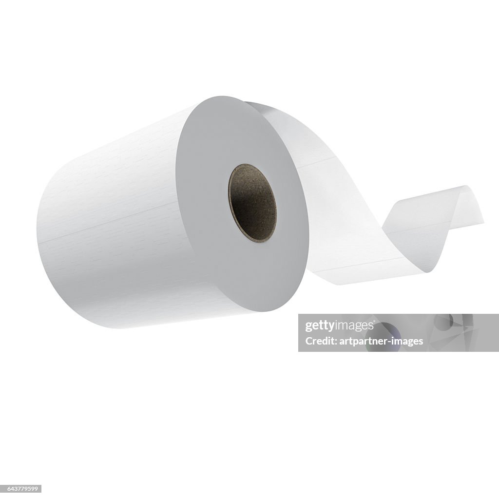 Roll of toilet paper flying