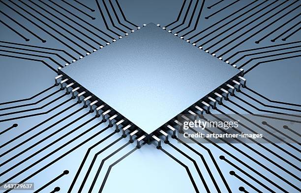 microchip with circuit board - chips stock-fotos und bilder