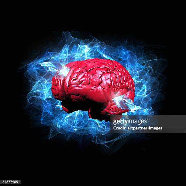 human brain in energy cloud - heidelberg project stock pictures, royalty-free photos & images