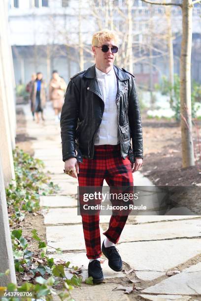 Trevor Andrew arrives at the Gucci show during Milan Fashion Week Fall/Winter 2017/18 on February 22, 2017 in Milan, Italy.