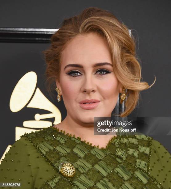 Singer Adele arrives at the 59th GRAMMY Awards at the Staples Center on February 12, 2017 in Los Angeles, California.