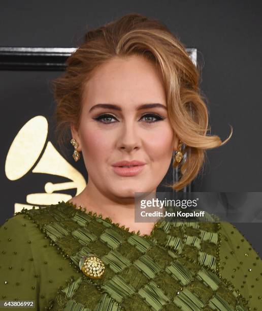 Singer Adele arrives at the 59th GRAMMY Awards at the Staples Center on February 12, 2017 in Los Angeles, California.