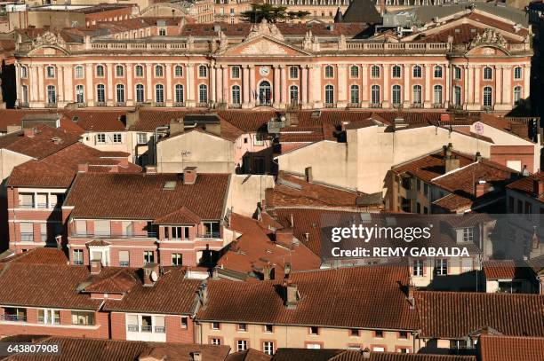 This picture taken on February 22 shows the Toulouse's city hall, also known as "Le Capitole". / AFP / REMY GABALDA