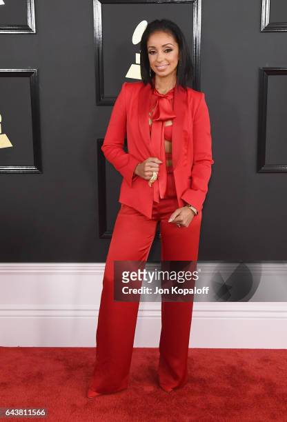 Singer Mya arrives at the 59th GRAMMY Awards at the Staples Center on February 12, 2017 in Los Angeles, California.