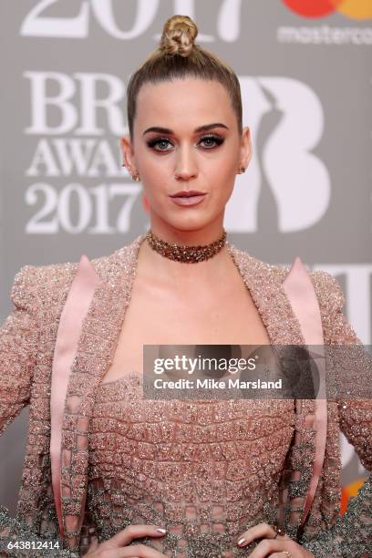 Singer Katy Perry attends The BRIT Awards 2017 at The O2 Arena on February 22, 2017 in London, England.