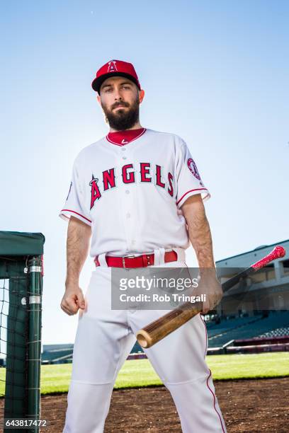 Dustin Ackley of the Los Angeles Angels of Anaheim poses for a portrait at Tempe Diablo Stadium on February 21, 2017 in Tempe, Arizona.