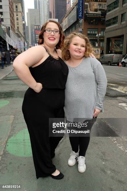Lauryn "Pumpkin" Shannon and Alana "Honey Boo Boo" Thompson visit "Extra" in Times Square on February 22, 2017 in New York City.