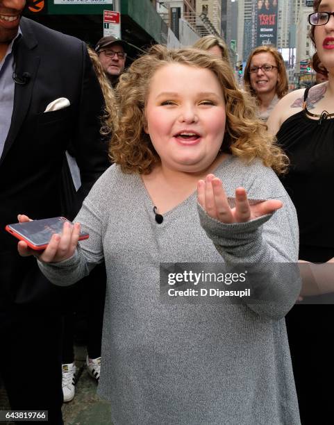 Alana "Honey Boo Boo" Thompson visits "Extra" in Times Square on February 22, 2017 in New York City.