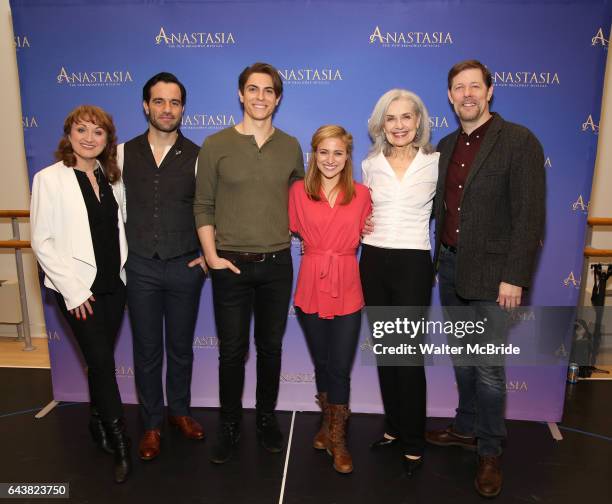 Caroline OÕConnor, Ramin Karimloo, Derek Klena, Christy Altomare, Mary Beth Peil and John Bolton attend the ''Anastasia' Cast Photo Call at the New...