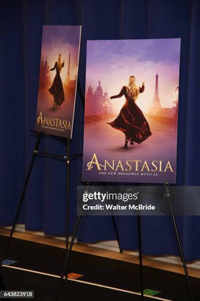 Theater poster art at the ''Anastasia' Cast Photo Call at the New 42nd Street Studios on February 22, 2017 in New York City.