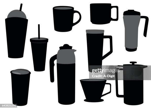 bildbanksillustrationer, clip art samt tecknat material och ikoner med kaffe muggar - pressobryggare