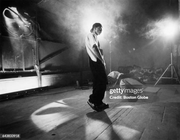 Mark Wahlberg, a rap artist known as Marky Mark, is pictured on the set of a music video in progress with his group The Funky Bunch in Boston on Sep....
