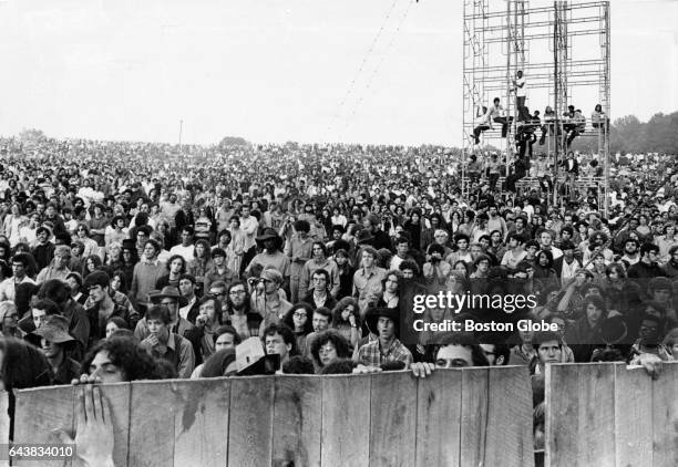 The crowd is pictured at the Woodstock Music Festival in White Lake, NY on Aug. 17, 1969.